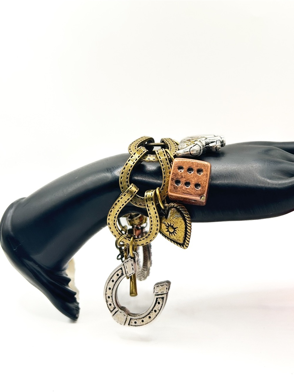 Y2K, Chunky Horseshoe Charm Bracelet, Eclectic Good Luck Talisman
